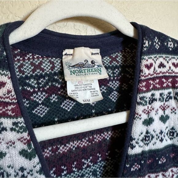 Vintage‎ Grandma Knit Floral Heart Mod Print Sweater Cardigan Sz M - Picture 3 of 6